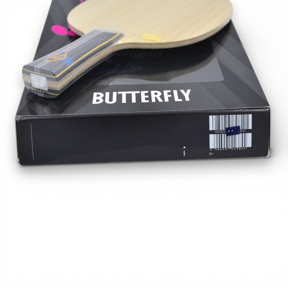 Butterfly table tennis racket and packaging on a white background