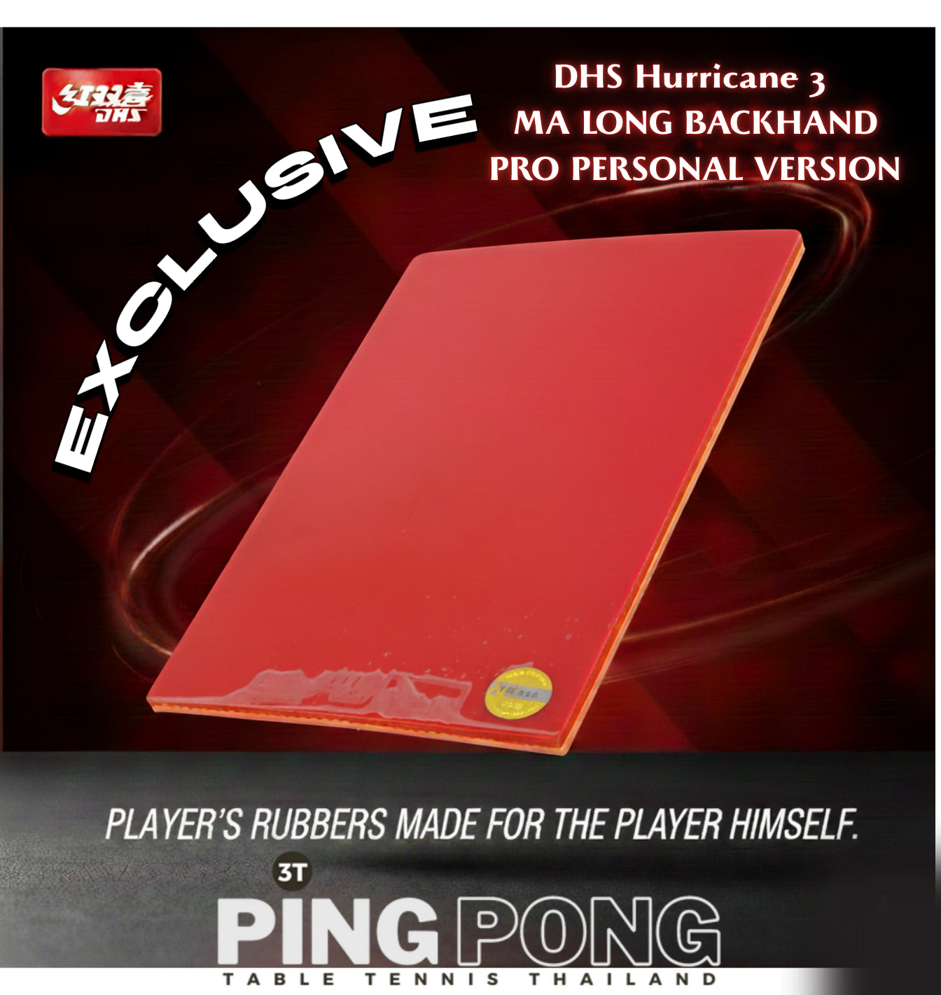 DHS Hurricane 3– Revers Ma Long – Version perso PRO | Revêtement de tennis de table