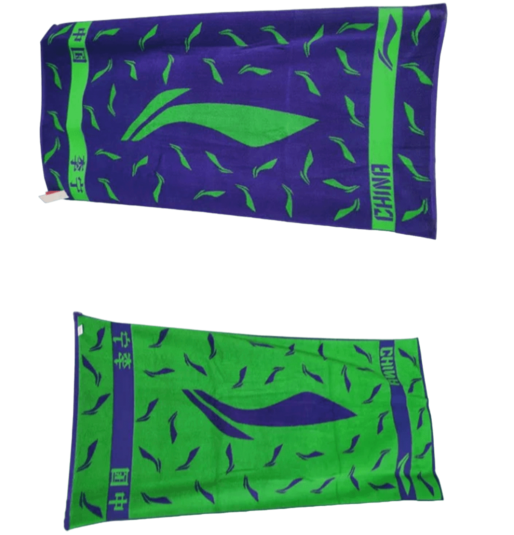 Li-Ning 100% Cotton Towel - Blue / Green color