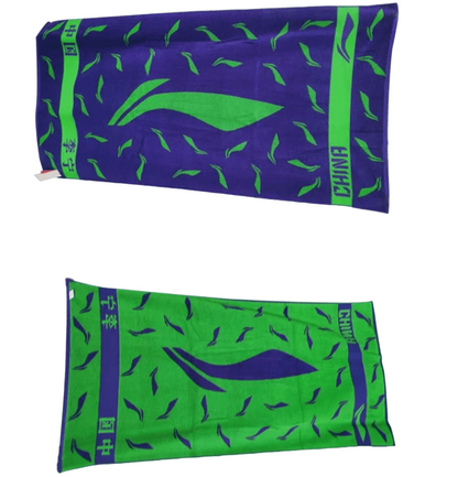 Li-Ning 100% Cotton Towel - Blue / Green color
