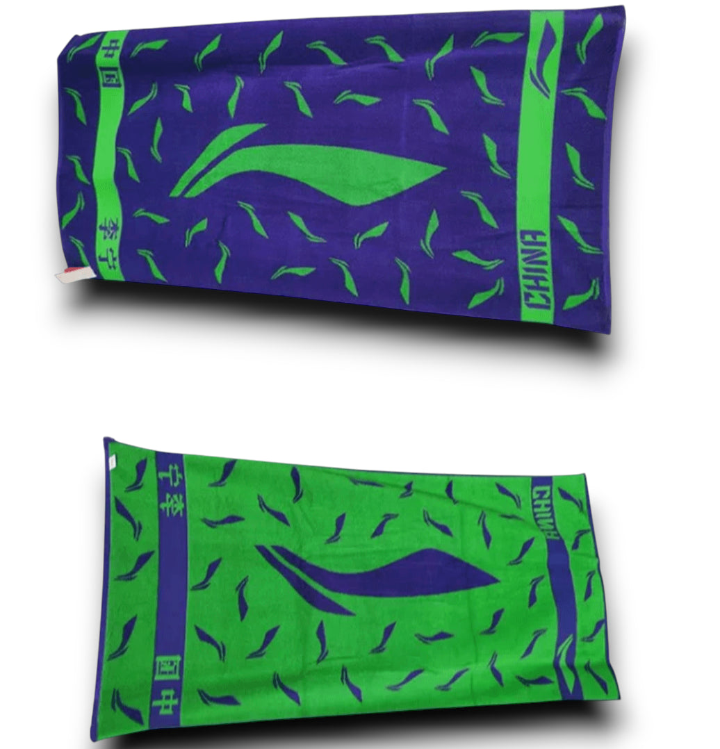Serviette Li-Ning 100% Coton - Couleur Bleu / Blanc