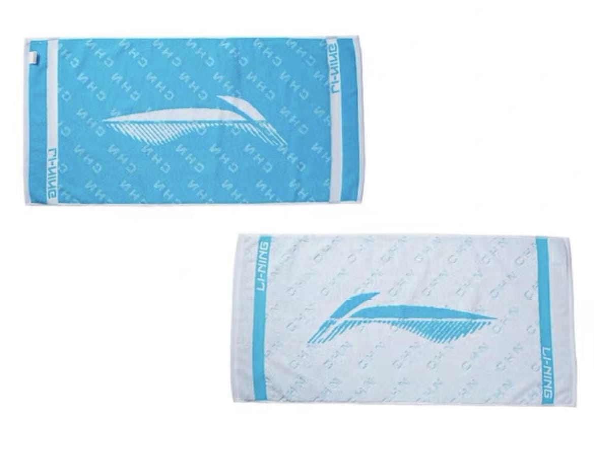 Li-Ning 100% Cotton Towel - Sky Blue / White color