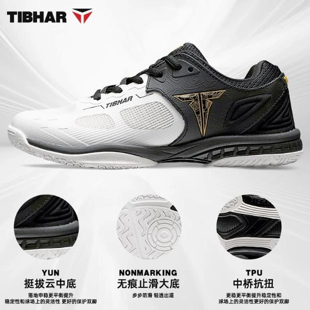 Ping Pong Shoes - Tibhar - Fly Wing 2.0 White/BlackGold