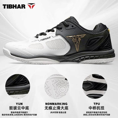 Ping Pong Shoes - Tibhar - Fly Wing 2.0 White/BlackGold