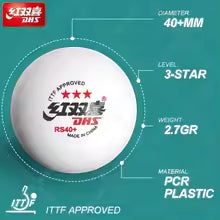 DHS RS40+ 3 étoiles - Balles de Tennis de Table Pro