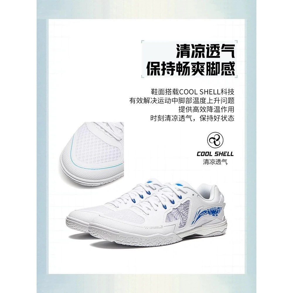 Ping Pong Shoes - Li Ning - New Kirin 3.0 (White / Blue)