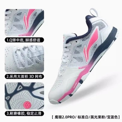 Li-Ning Hawkeye 2.0 PRO Table Tennis Shoes (White/Violet/Pink)